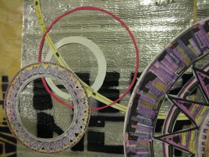 Close up of "Painful Pretty" assembled with a staple gun and glue.